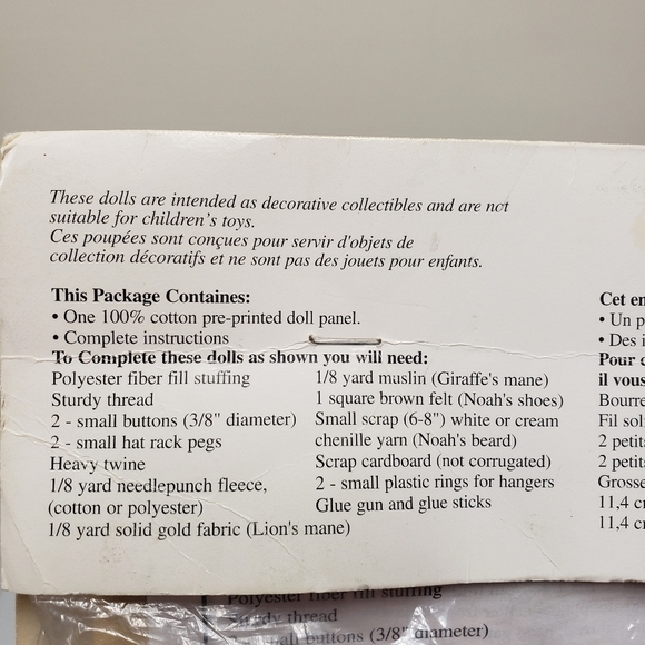 Daisy Kingdom Noah Garland Dolls 1997 Fabric Doll Stitch Craft Kit - Picture 6 of 7